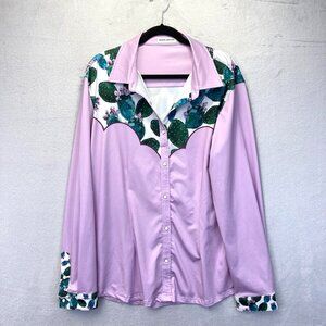 Ranch Dressn Morgan Rodeo Shirt Womens 3XL Purple Cactus‎ Pearl Snap Western